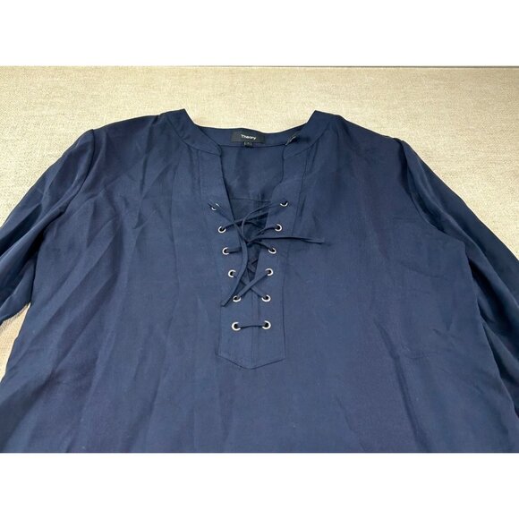 Theory Women's SZ 4 Jullitah Lace-up Telce-twill Mini Dress Navy Blue - Picture 4 of 9